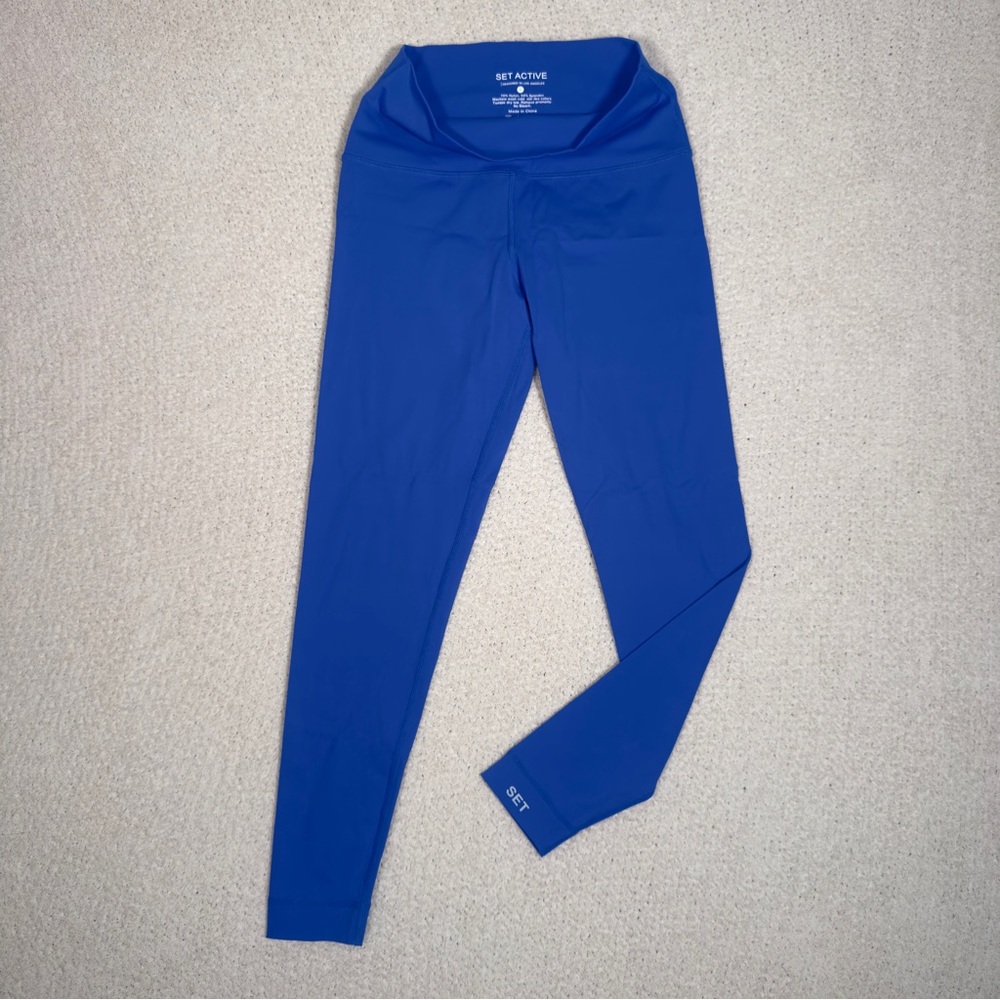 SET Active Seamless Leggings Blue Size S gym Yoga
